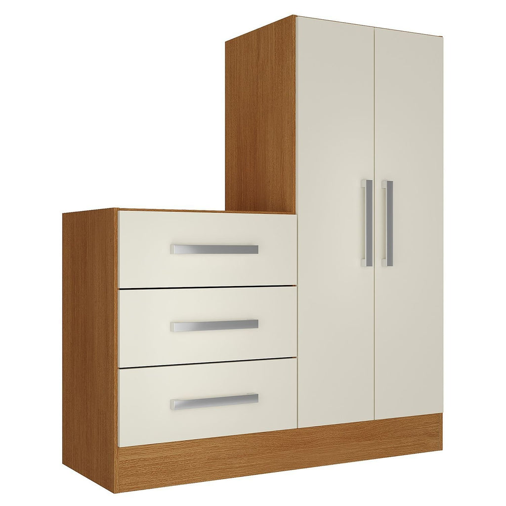 Cômoda para Quarto 3 Gavetas 2 Portas Dunas Nature e Off White Yescasa Branco