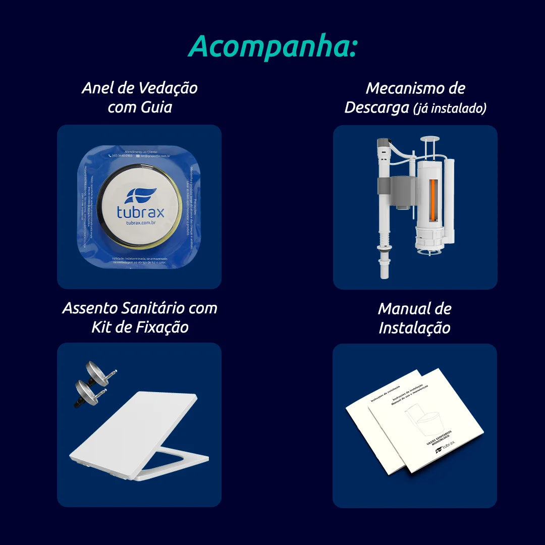Vaso Sanitário Monobloco Cerâmica Diamante Tubrax Branco VAB0005