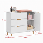 Quarto de Bebê Completo Retrô Melinda Mobili Berço 3 em 1 Cômoda e Guarda-Roupa