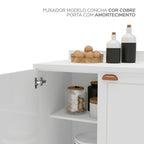 Cozinha Pérola com Rodapé 5 Peças Torre Quente Aéreo 3 Portas Balcão 120 Balcão 80 e Basculante Yescasa Branco
