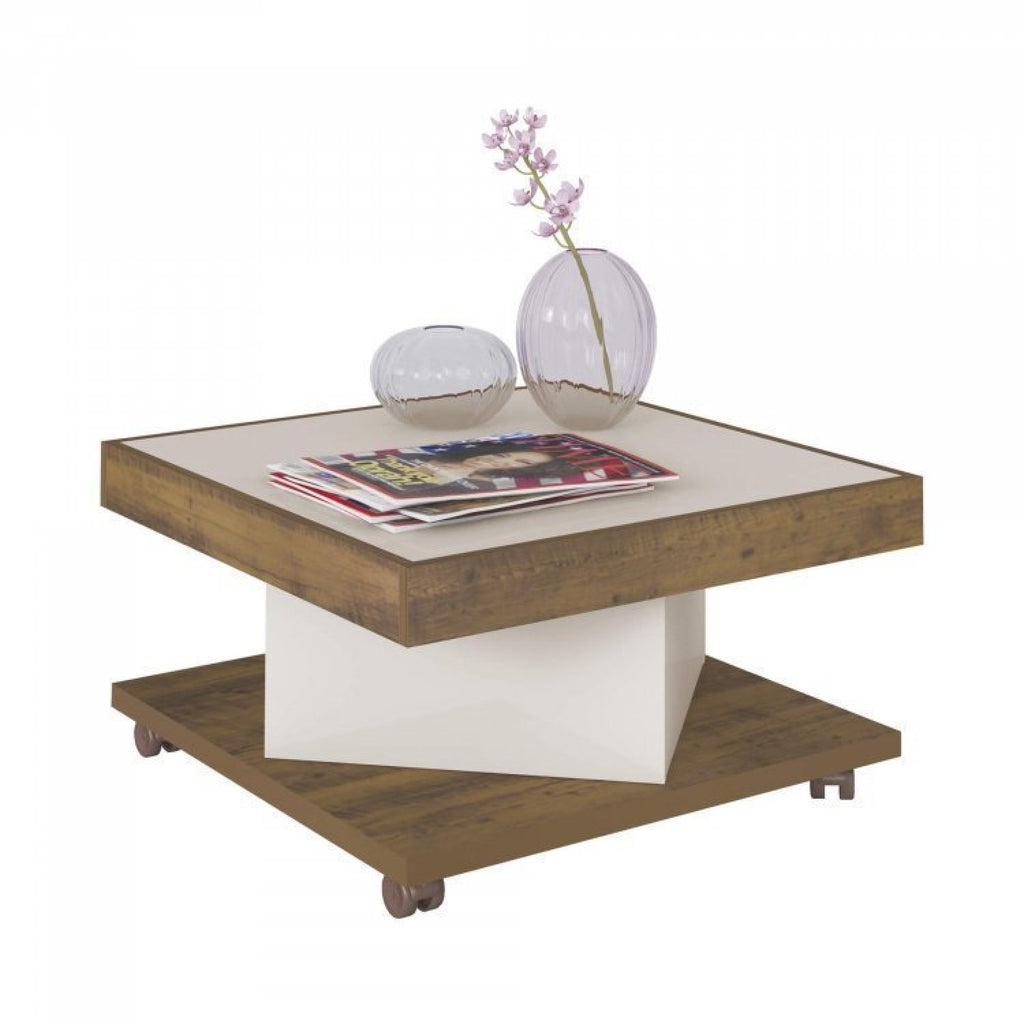 Conjunto Sala de Estar 3 Peças Rack para TV até 75 Polegadas Buffet Memphis Mesa Centro Saara Espresso Móveis Bege