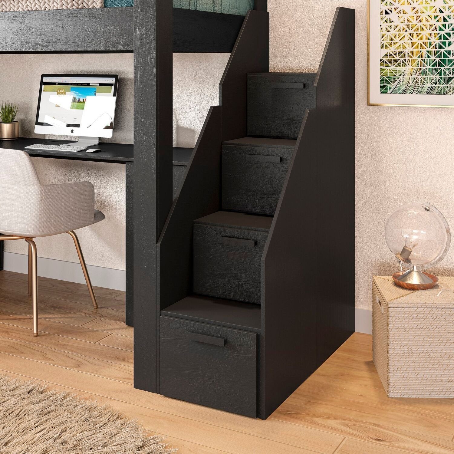Cama Office Multifuncional Solteiro Adulto Star Plus Casatema MadeiraOriginals Preto