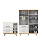 Quarto Infantil Completo Guarda-Roupa 4 Portas e Cômoda 1 Porta 100% MDF Kakau Retrô Yescasa