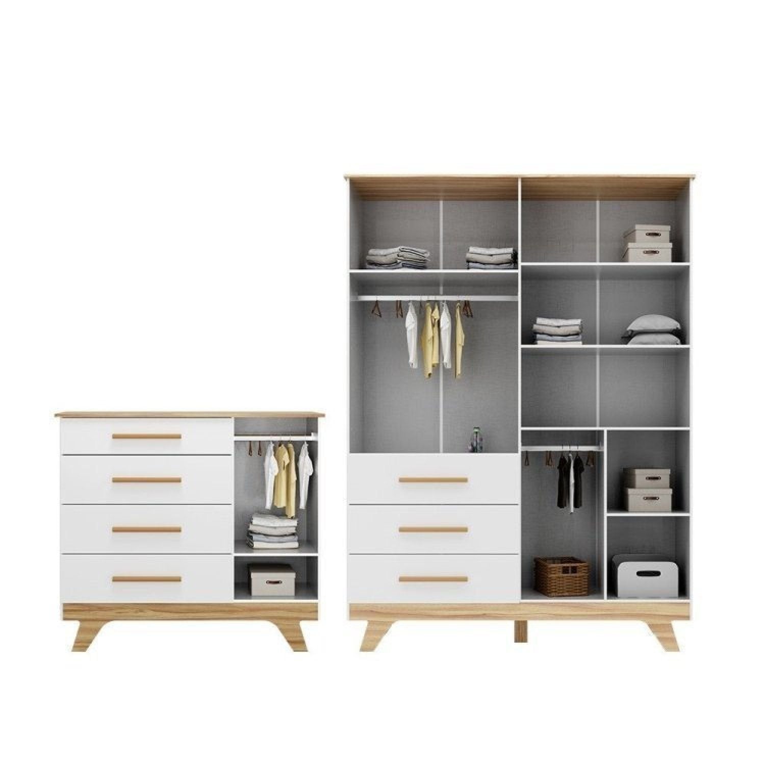 Quarto Infantil Completo Guarda-Roupa 4 Portas e Cômoda 1 Porta 100% MDF Kakau Retrô Yescasa