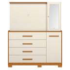Cômoda com Painel TV 43" 4 Gavetas 2 Portas e Espelho Dunas Espresso Móveis Marrom/Cinamomo/Off White