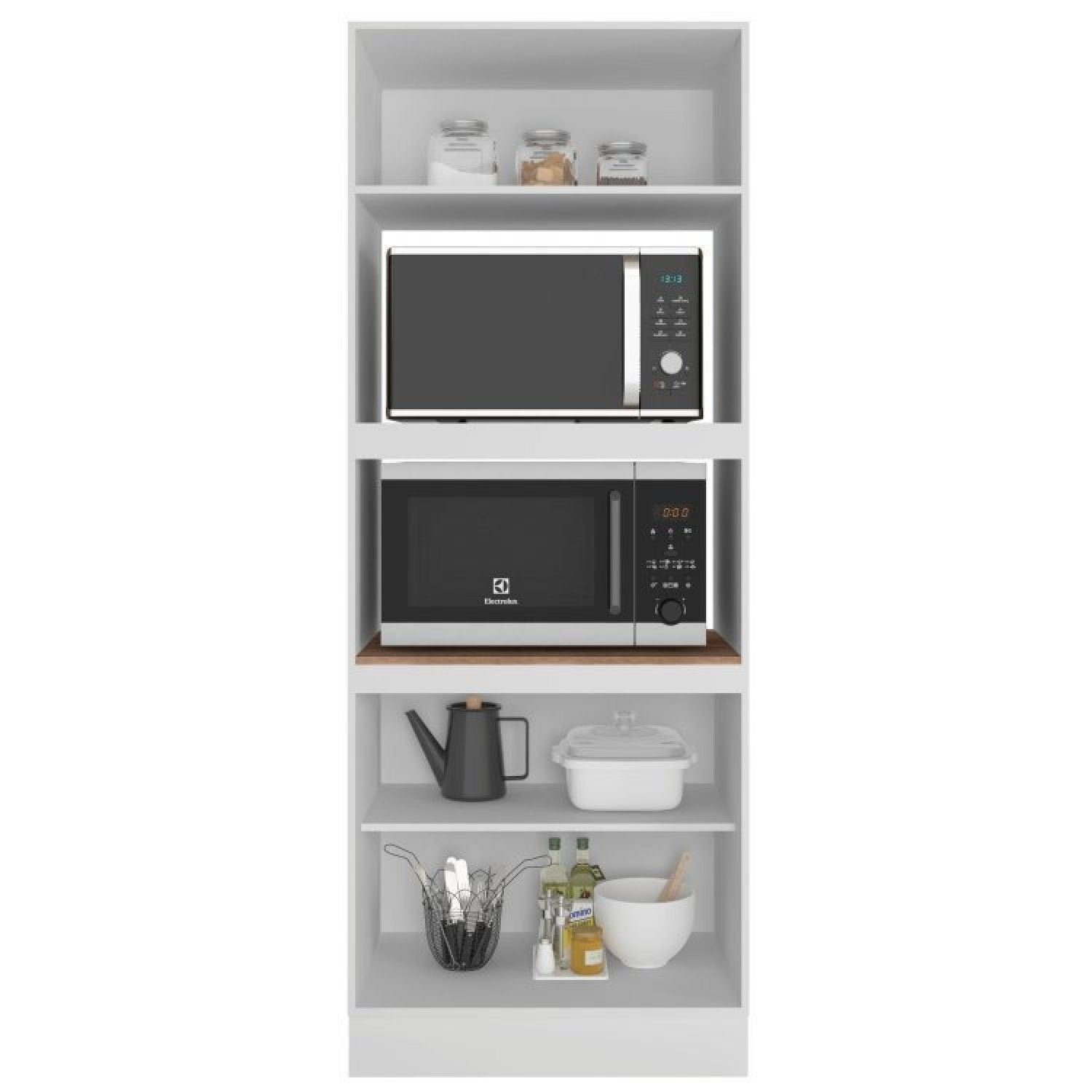 Cozinha Completa Modulada Unna Yescasa 6 Peças 15 Portas 2 Gavetas Paneleiro Nicho Branco