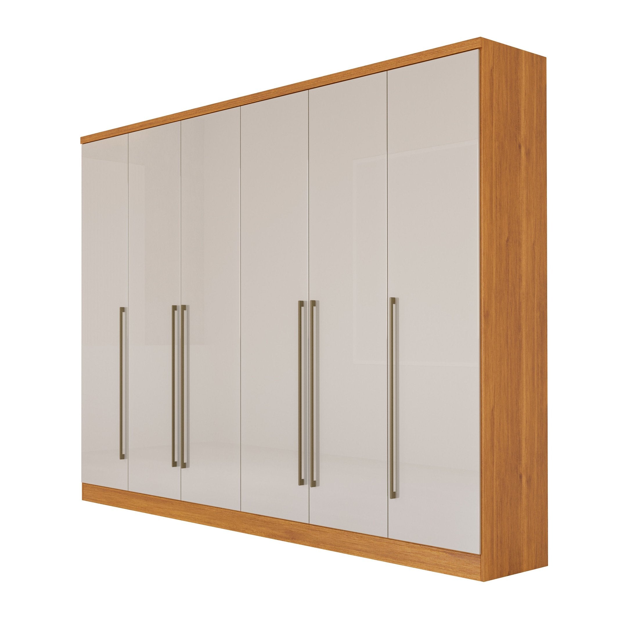 Guarda-Roupa Casal 6 Portas 8 Gavetas Portugal Yescasa 100% MDP/MDF Marrom/Cinamomo/Off White