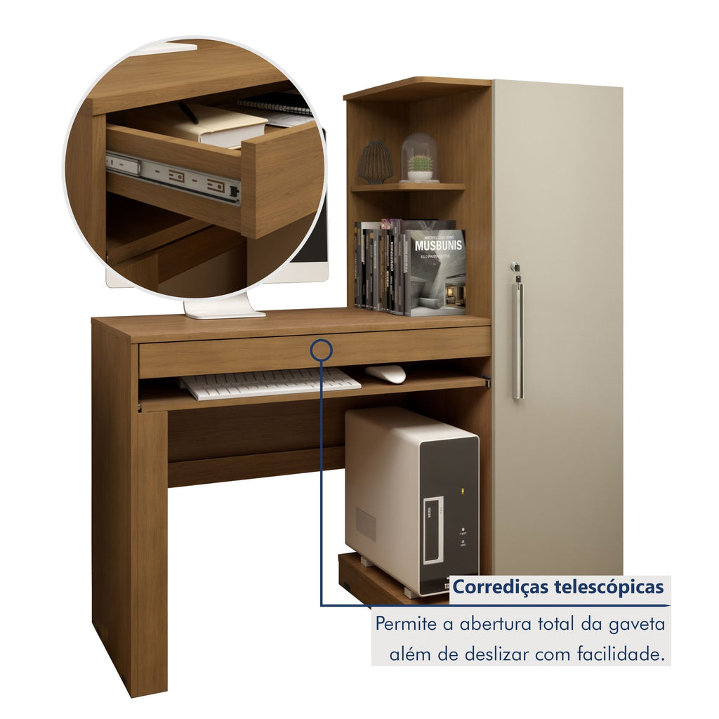 Mesa para Computador Escrivaninha com Armário Office 1 Gaveta 130cm Valdemóveis