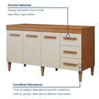Cozinha Completa Modulada Atenas Kaiki Móveis 7 Portas 3 Gavetas Balcão Aéreo MDP Branco