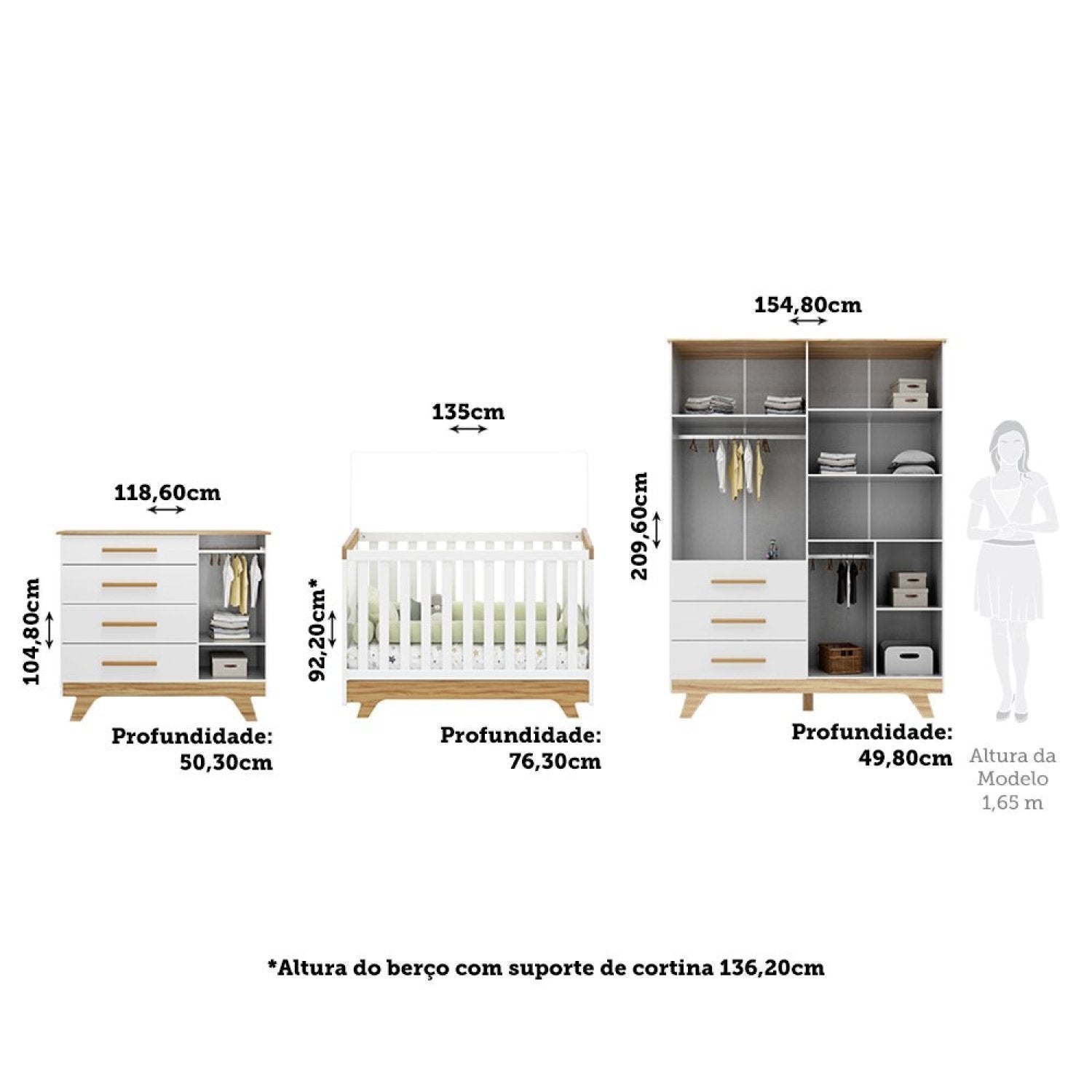 Quarto de Bebê Completo Jolie Retrô 100% MDF Yescasa