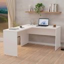 Escrivaninha Mesa Escritório em L Office 120cm Tampo 30mm Netmobil Branco