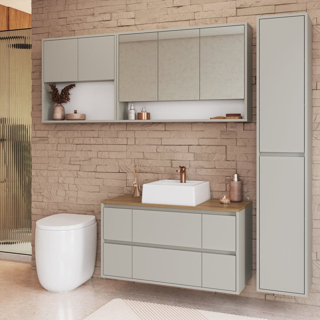 Conjunto para Banheiro Modulado 176cm 4 Peças Gabinete Suspenso com Cuba Berlin Art in Móveis Arenas