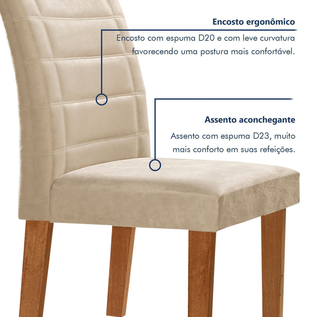 Conjunto Sala de Jantar Mesa Retangular Tampo Vidro/MDF com 8 Cadeiras Genova Smart Plus Cel Móveis