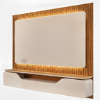Painel Ripado para TV até 70 Polegadas Treviso 100% MDF 210cmx180cm com LED Dj Móveis