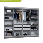 Guarda-Roupa Casal 8 Portas 4 Gavetas Paris Espresso Móveis 100% MDP Cinza/Ônix