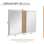 Conjunto para Banheiro Bancada Porcelanato Cuba Apoio Armário Espelho Ripy Bumi 120cm Amarelo/Wood/Travertino