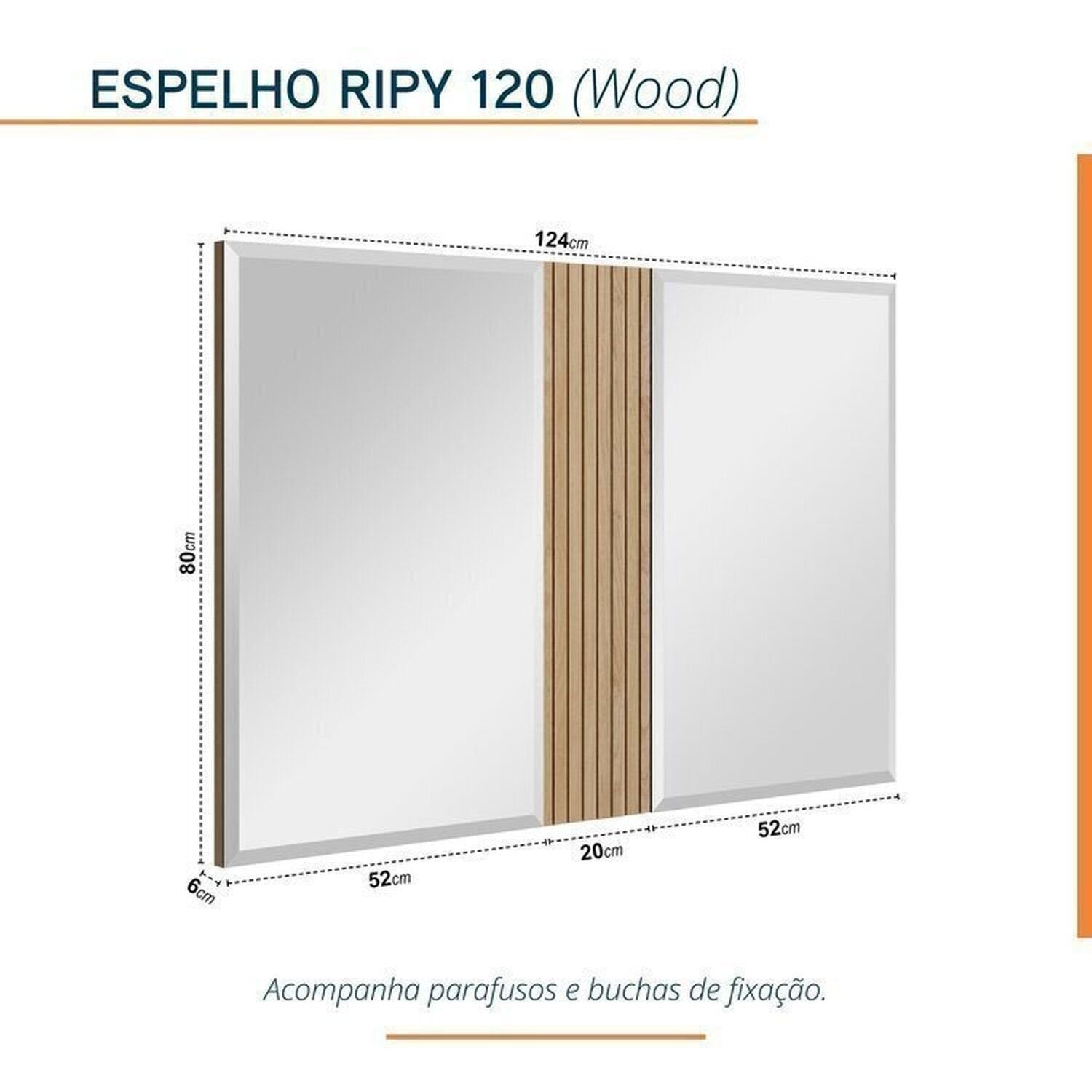Conjunto para Banheiro Bancada Porcelanato Cuba Apoio Armário Espelho Ripy Bumi 120cm Amarelo/Wood/Travertino