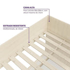 Quarto Infantil Completo Cama Elevada com Cômoda Escrivaninha Armário Artsy e Guarda-Roupa 4 Portas Curió Casatema MadeiraOriginals Natural