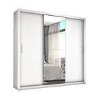 Guarda-Roupa Casal 4 Espelhos 3 Portas de Correr 4 Gavetas Max Plus Espresso Móveis Branco