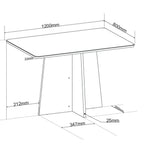 Conjunto Canto Alemão com Baú Mesa 120x77,8cm Tampo Vidro e 2 Cadeiras Milão Viero