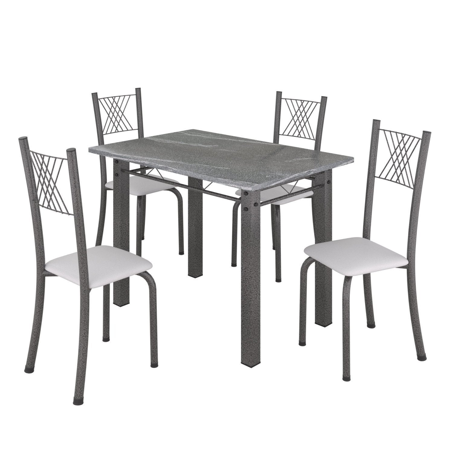 Conjunto Sala de Jantar Mesa Tampo de Granito com 4 Cadeiras Topázio Sara Yescasa
