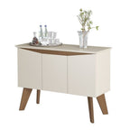 Conjunto Sala de Estar Completa Buffet Oásis e Rack Lumina Bege Off White/Cinamomo Artely