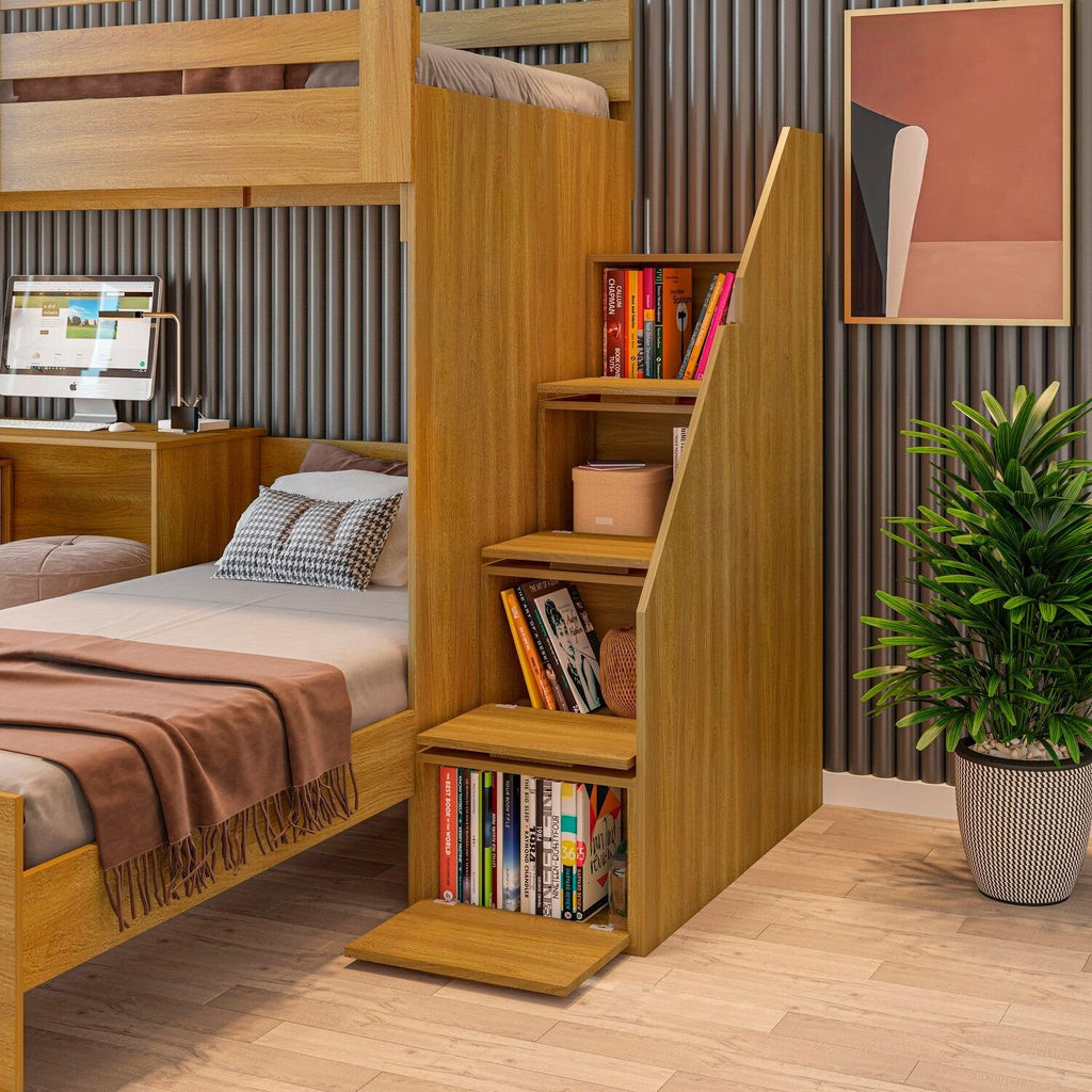 Beliche Multifuncional Solteiro Adulto com Escrivaninha Star Office Casatema MadeiraOriginals Marrom