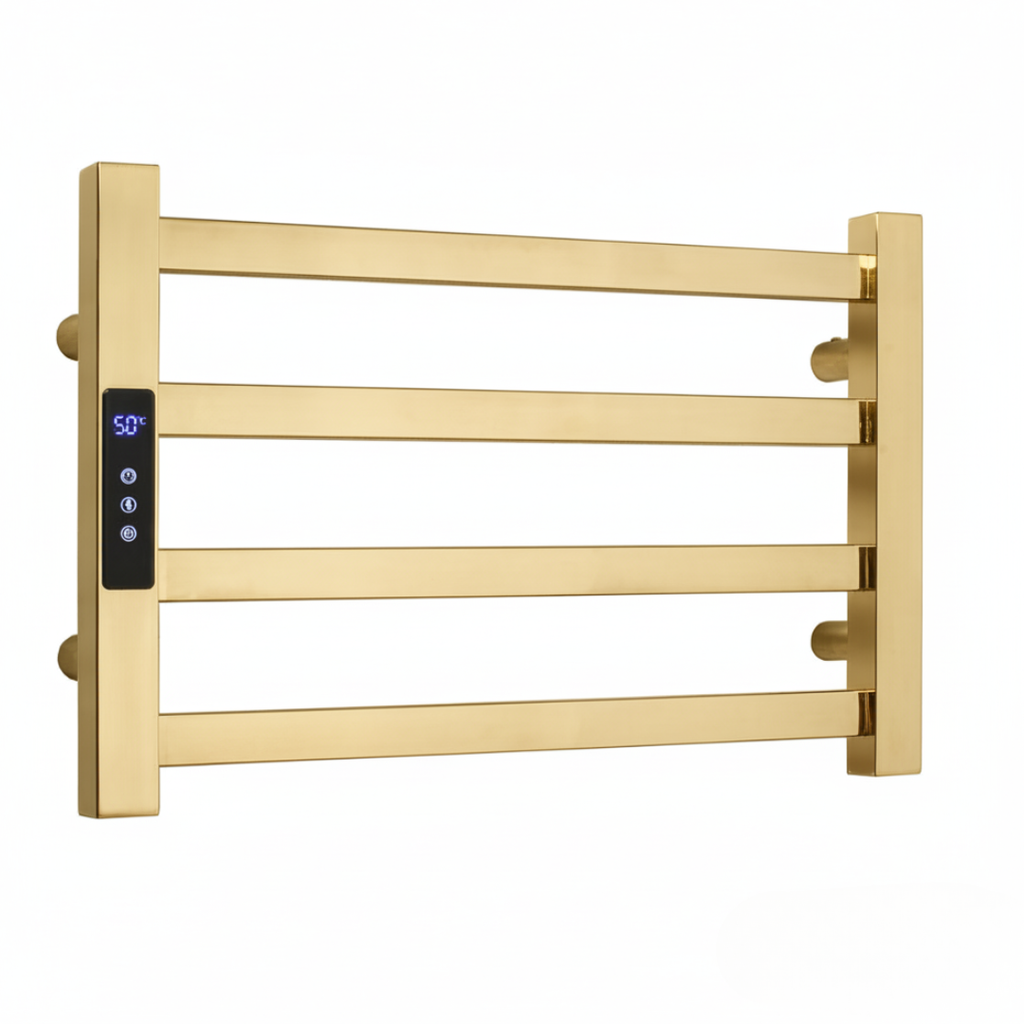 Toalheiro Elétrico Dourado Aço Inox Térmico Display Digital 30x45 Fino Inox