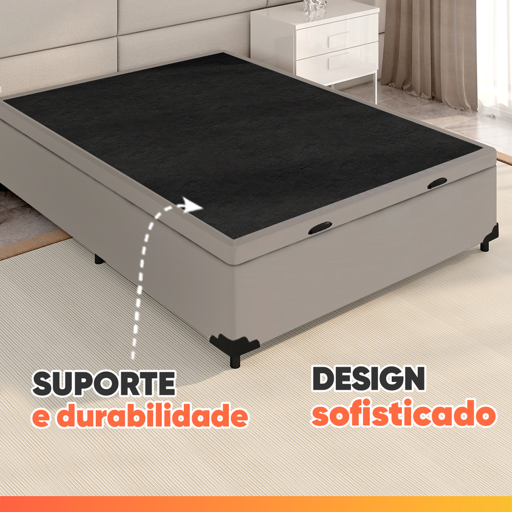 Cama Box Baú Colchão Casal Molas Ensacadas City Pillow Top Hellen 138x188x64cm