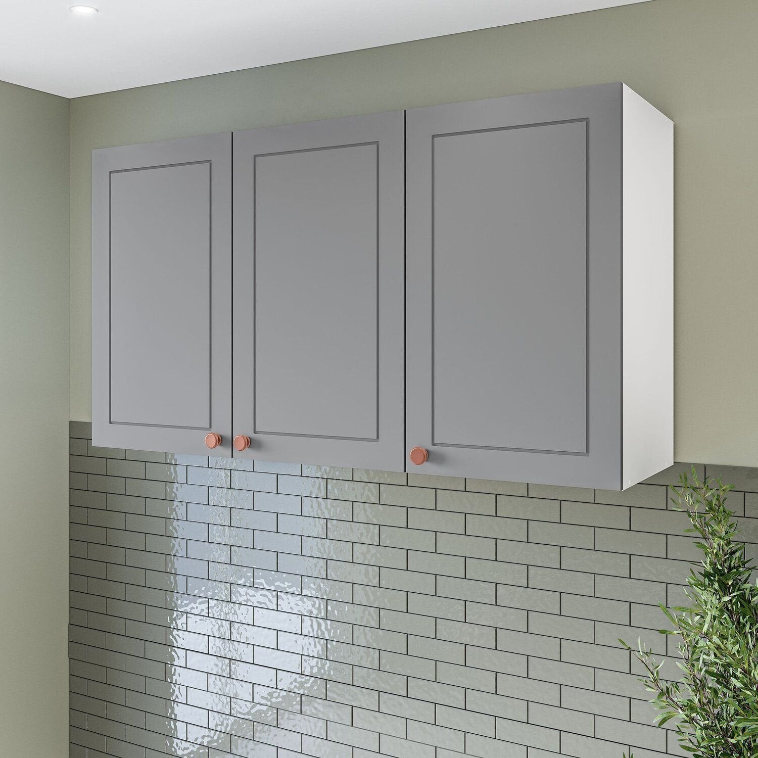 Armário Aéreo 3 Portas 120cm Pérola Yescasa Branco/Azul