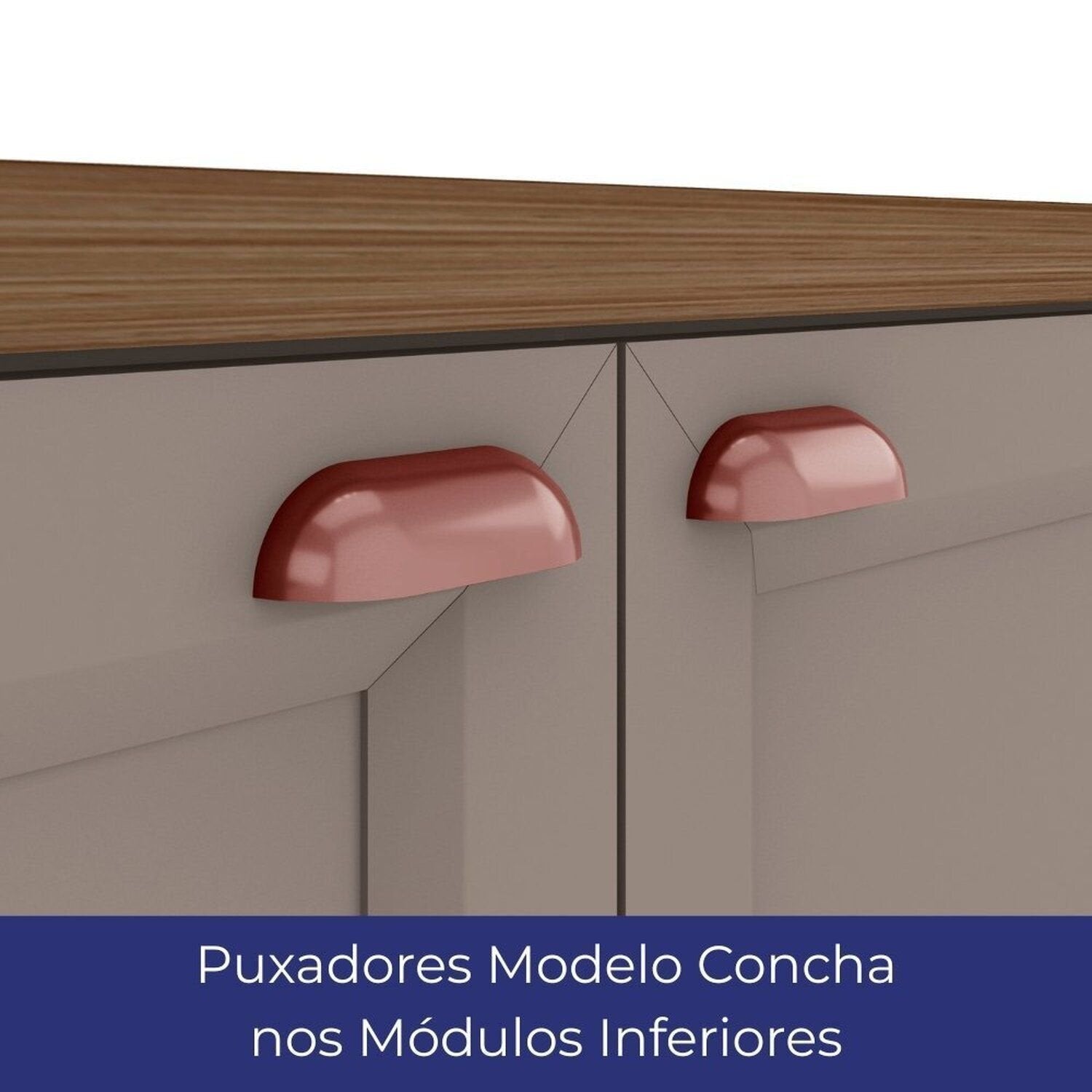 Cozinha Completa Modulada Americana 4 Peças com Balcão Tampo e 2 Gavetas Unna Yescasa