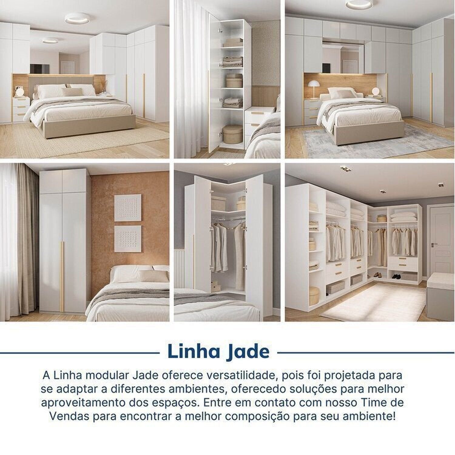 Guarda-Roupa Modulado de Canto 10 Peças 18 Portas Jade CabeCasa MadeiraMadeira