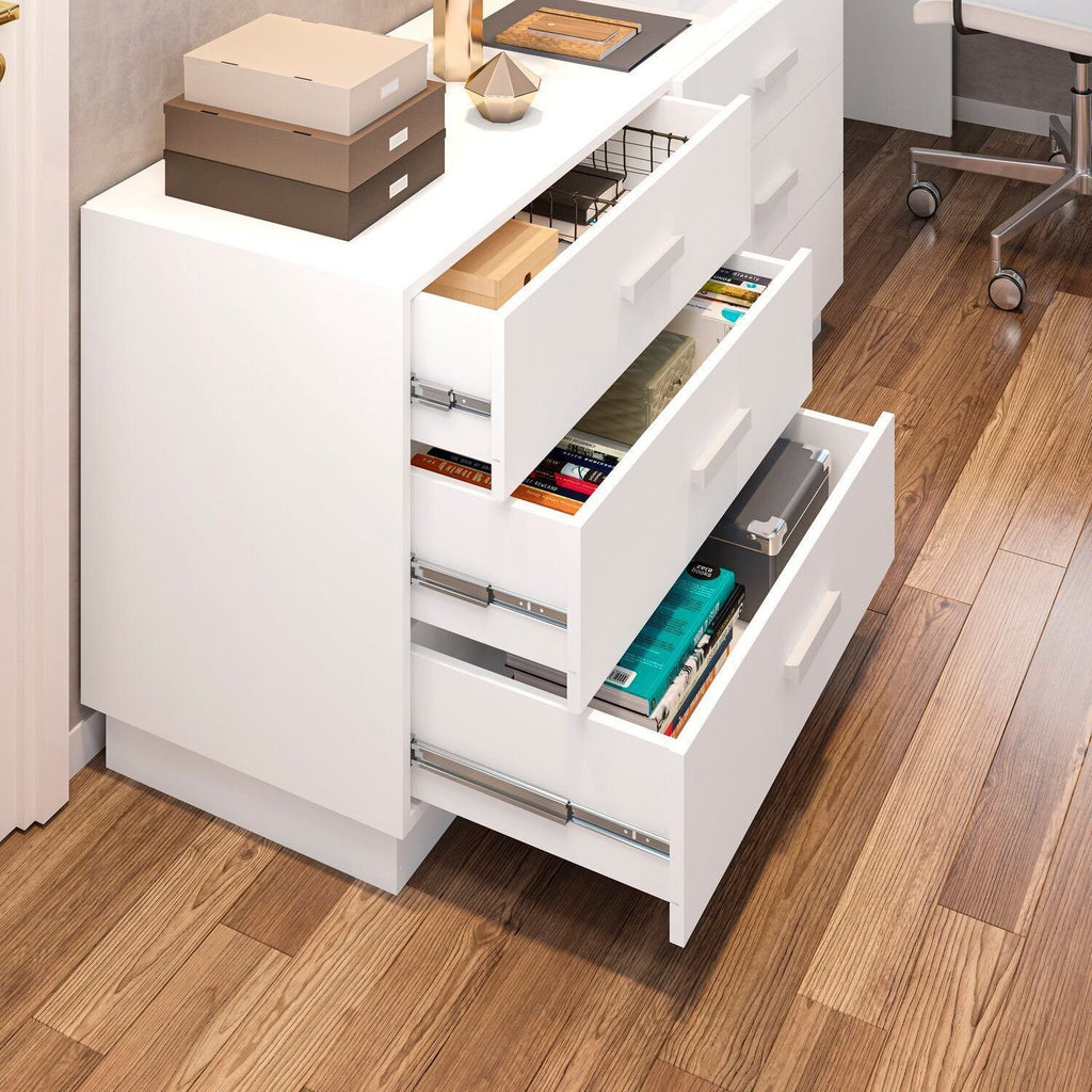 Escrivaninha Mesa Escritório em L com Cômoda Leonie 6 Gavetas 138cm Yescasa