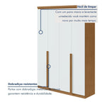 Guarda-Roupa Solteiro 4 Portas 2 Gavetas Alonzo Móveis Lopas 100% MDF 153.5cm Marrom Amêndoa Clean/Branco