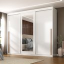Guarda-Roupa Casal 3 Portas de Correr 6 Gavetas Spazio Yescasa 100% MDF Off White/Cinamomo