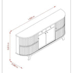Conjunto Buffet Mônaco e Cristaleira Moss Porta Curva MDF LED Madetec