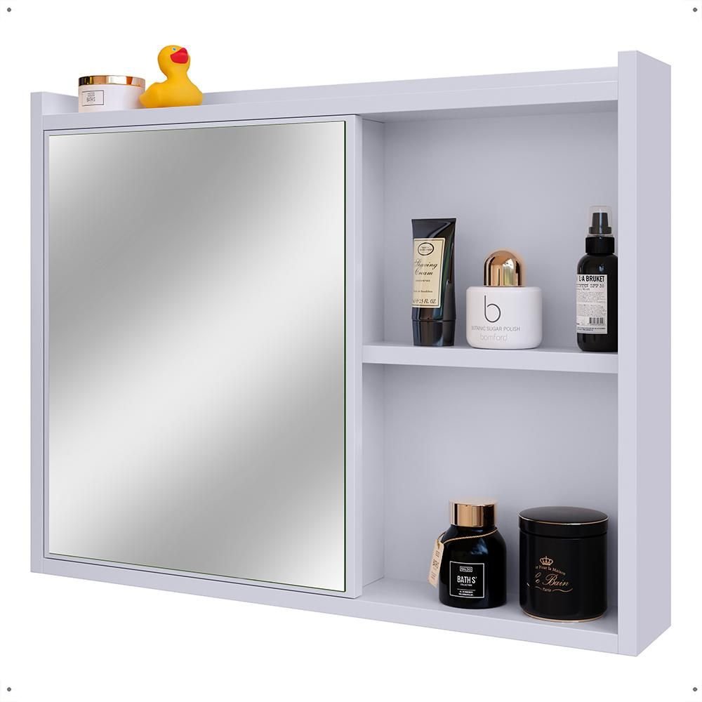 Armário Espelheira para Banheiro DESAN Luxo 1 Porta 60cm Branco