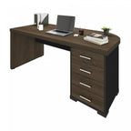 Escrivaninha Mesa Escritório Tamburato 4 Gavetas Lado Direito 180cm Marrom/Charuto/Preto Artany