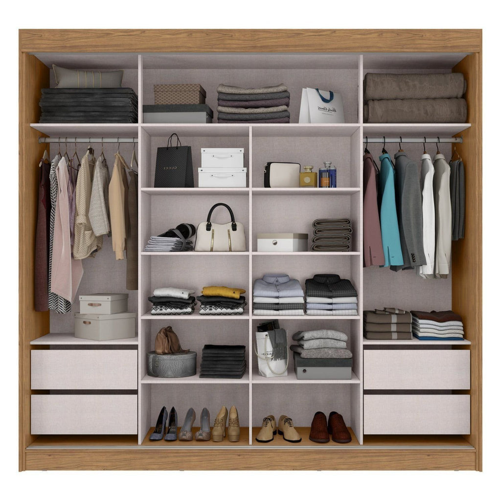 Guarda-Roupa Casal 2 Portas de Correr 4 Gavetas Toquio Espresso Móveis 100% MDF Branco/Freijó/Off White