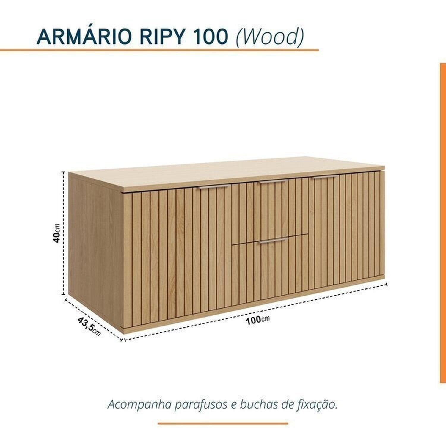 Conjunto para Banheiro Bancada Porcelanato Cuba Esculpida Armário Espelho Ripy Bumi 100cm Amarelo/Wood