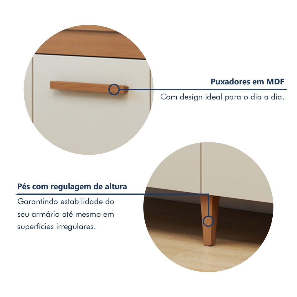 Cozinha Completa Modulada Atenas Kaiki Móveis 7 Portas 3 Gavetas Balcão Aéreo MDP Branco