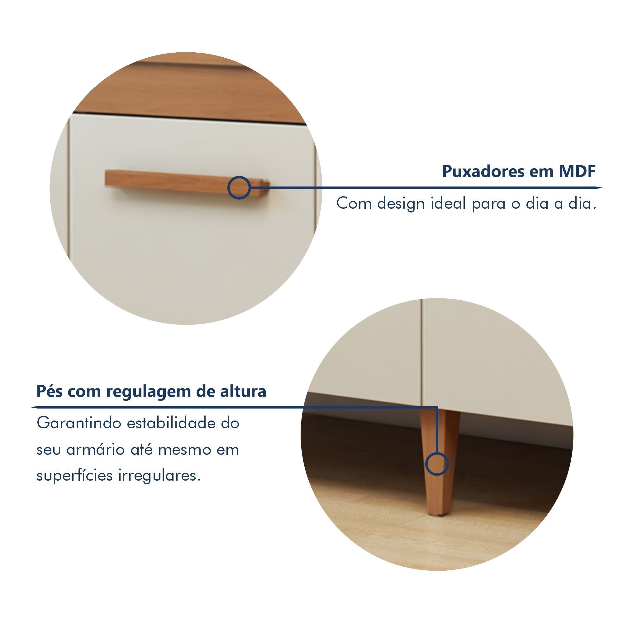 Cozinha Completa Modulada Atenas Kaiki Móveis 7 Portas 3 Gavetas Balcão Aéreo MDP Branco