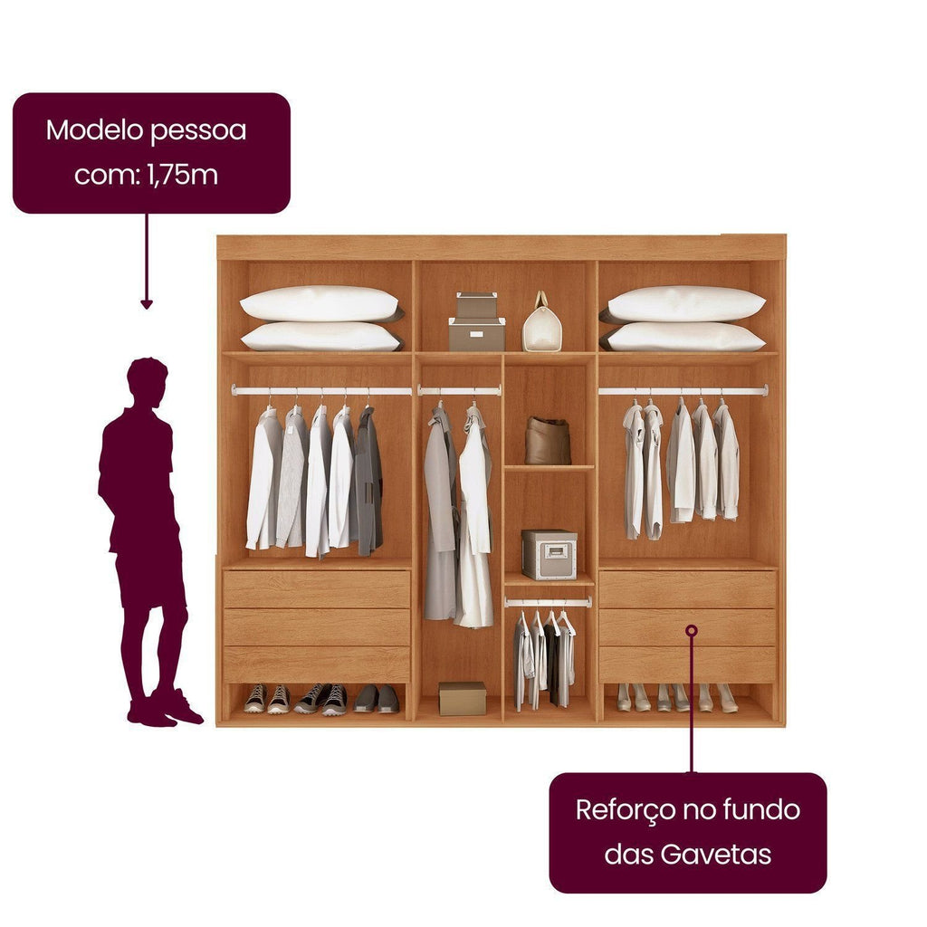 Guarda-Roupa Casal 6 Portas 6 Gavetas Vision Rufato 100% MDF Marrom/Marromle/Off White