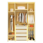 Guarda-Roupa Solteiro 4 Portas Reflecta com Pés e LED 100% MDF Innova Gelius Móveis Bege/Off White