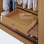Guarda-Roupa Casal 2 Portas de Correr 6 Gavetas Hawai D Doro MDF Marrom/Cinamomo/Off White