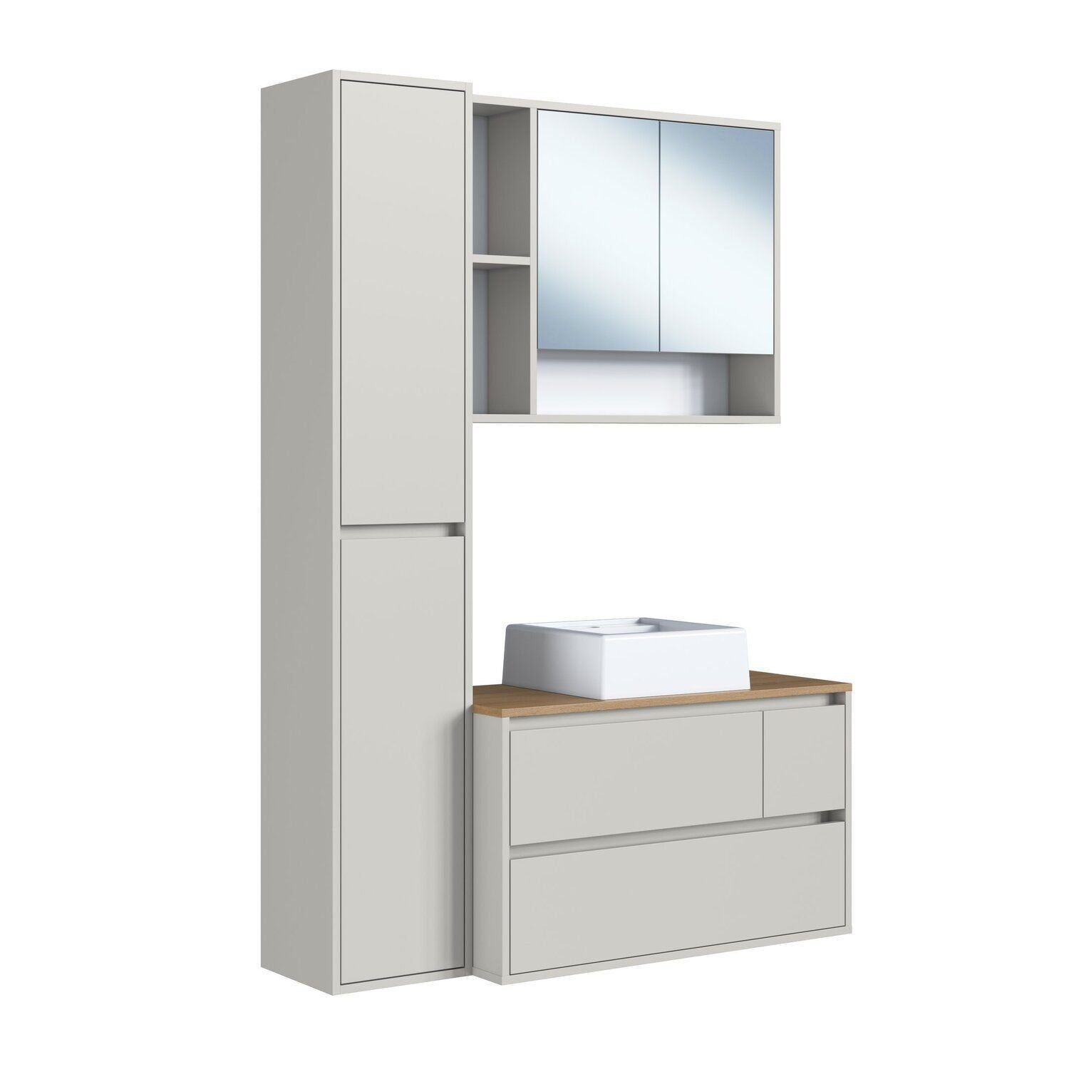 Conjunto para Banheiro Modulado 3 Peças Gabinete Suspenso com Cuba Belarus Art in Móveis 108cm Arenas