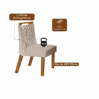 Conjunto Sala de Jantar Mesa Retangular Tampo Vidro/MDP com 6 Cadeiras Atena Estofadas Suede Espresso Móveis Castanho/Cinamomo/Bege Marrom/Pena/Off White