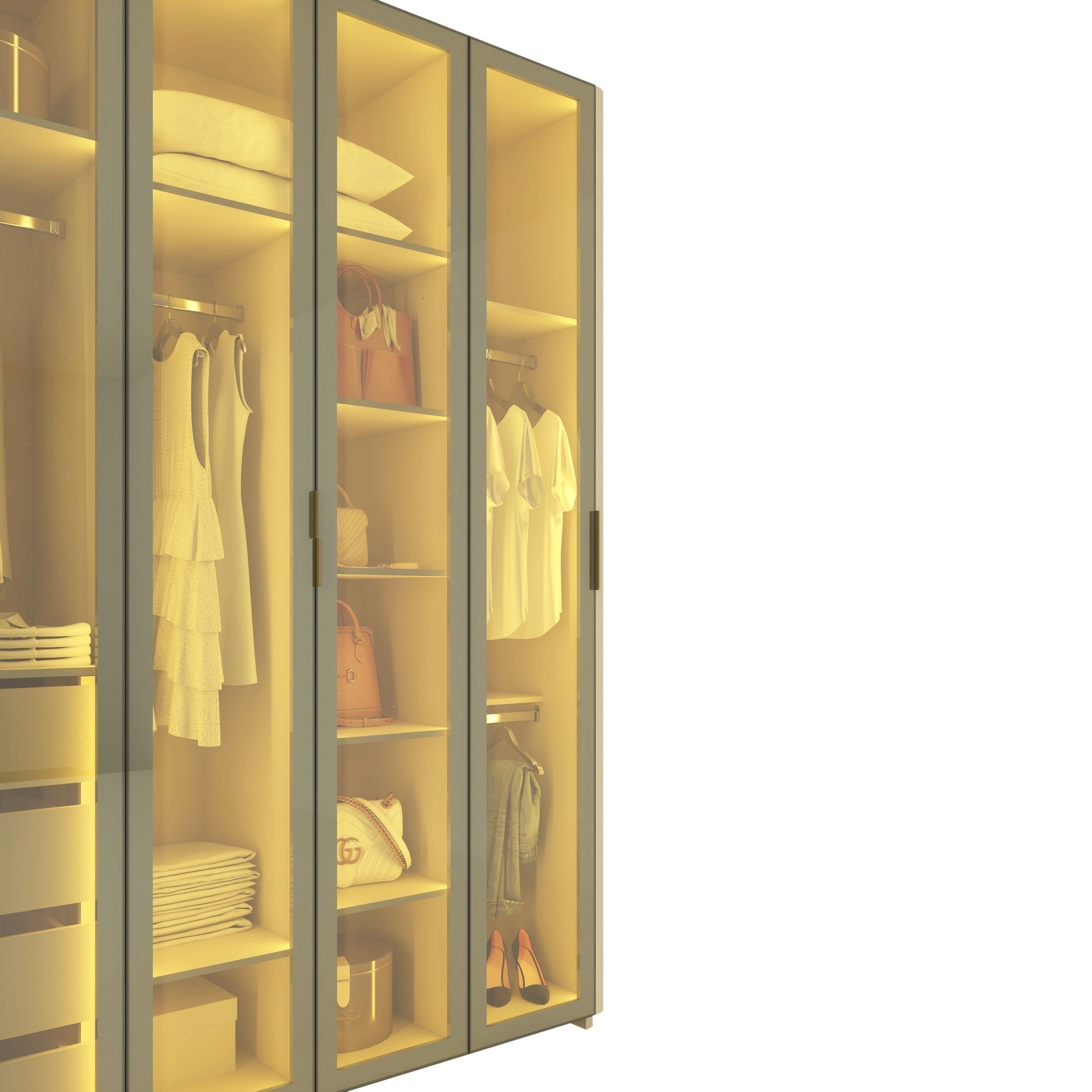 Guarda-Roupa Modulado Reflecta Innova 8 Portas 341,4cm x 240cm Mod 012 100% MDF Bege/Off White