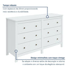 Cômoda para Quarto 6 Gavetas Estilo Clássico MDF Maggiore New 162cm Espresso Móveis Branco