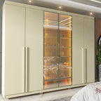 Guarda-Roupa Casal 6 Portas com Pés com LED Imperatriz Reflecta 100% MDF Yescasa Off White